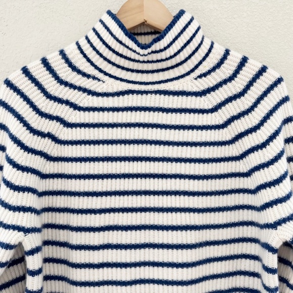J. Crew Ribbed Cashmere Turtleneck Sweater Pullover Stripe Knit Classic Prep XS - Picture 4 of 12